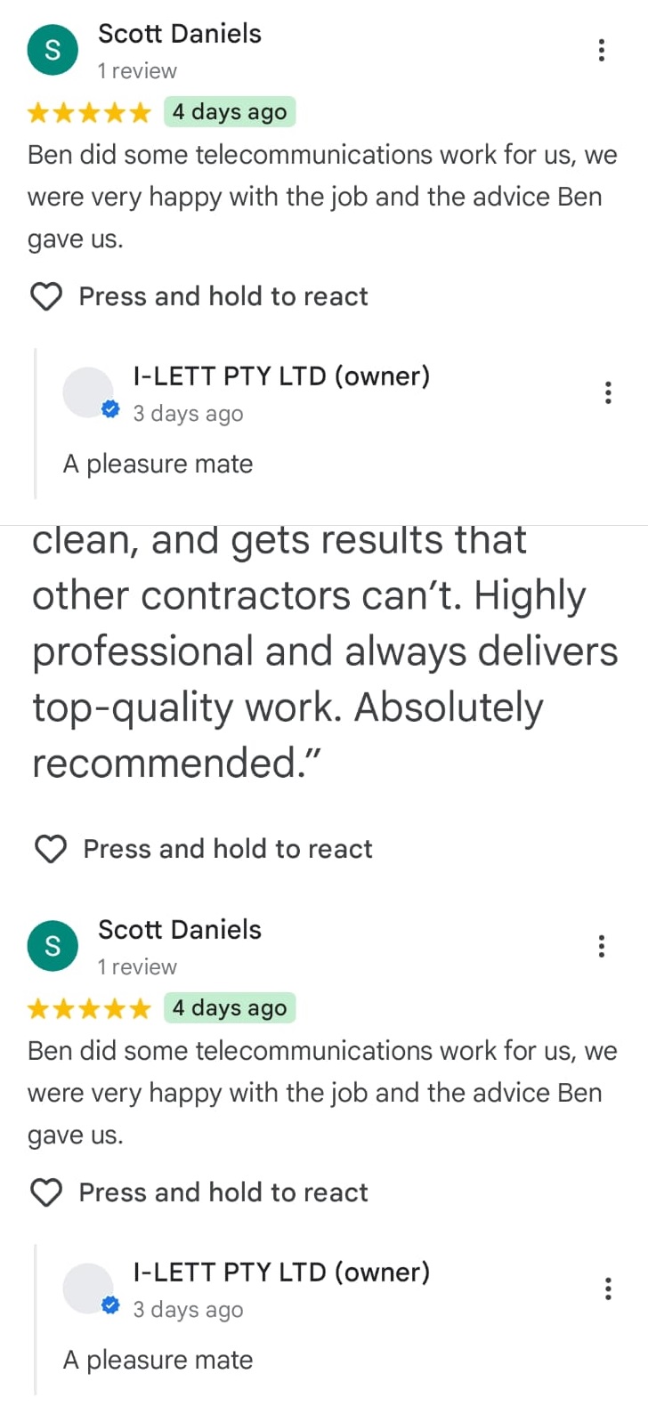 Google review screenshot